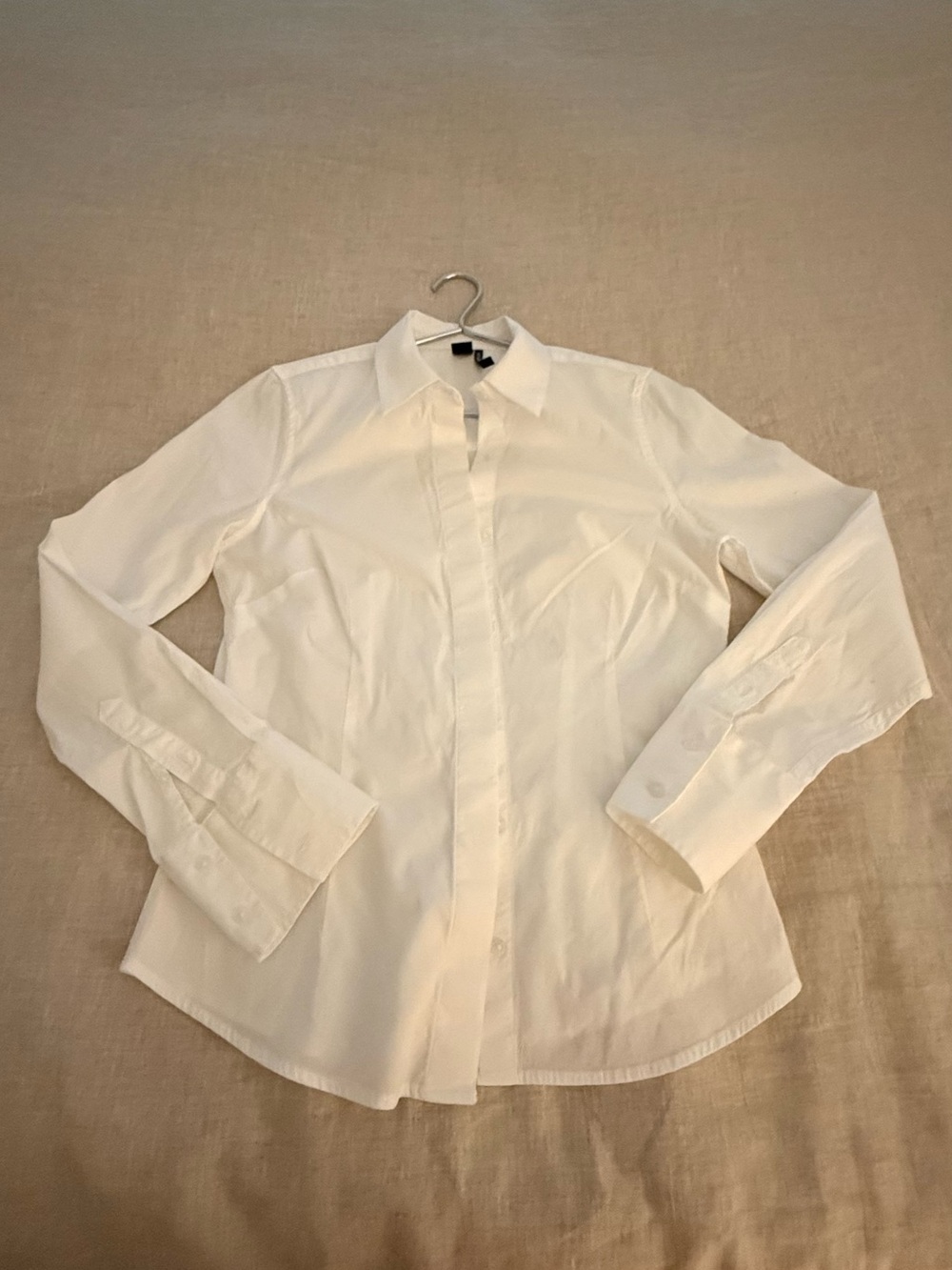 White Stretch Cotton Oxford Hidden Buttons